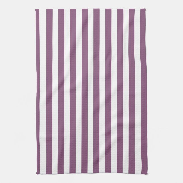Mauve och white candy rand kökshandduk (Vertikal)