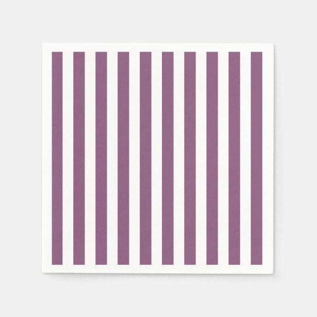 Mauve och white candy rand pappersservett (Framsidan)