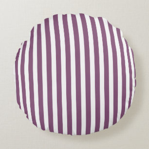 Mauve och white candy rand rund kudde