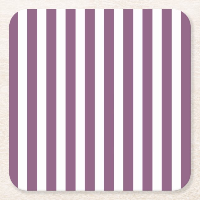 Mauve och white candy rand underlägg papper kvadrat (Framsidan)