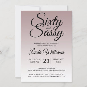 Mauve Ombre 60 och Sassy 60:e födelsedagsinbjudan Inbjudningar