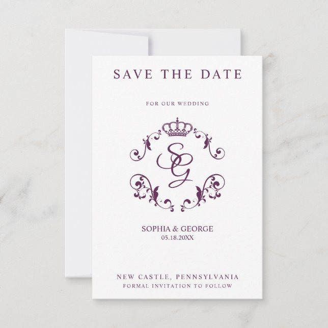 Mauve Ornamental Border with Crown & Initials (Framsida)