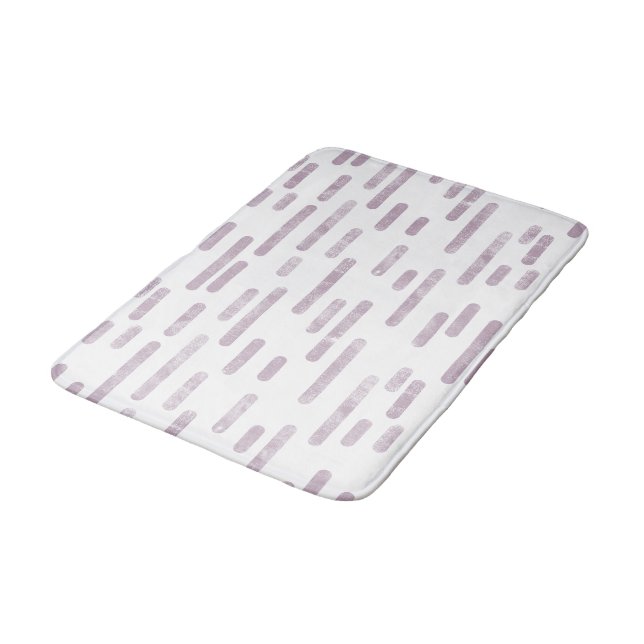 Mauve på White Round Linjer Mönster Badrumsmatta (Vinklad)
