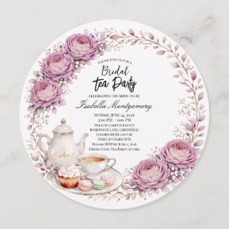 Mauve Palette Tea Party Bridal Shower Inbjudningar