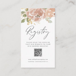 Mauve Peach Flowers QR Code Baby Shower Registry Tilläggskort