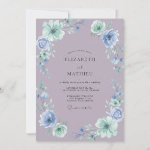 Mauve Periwinkle Peony Bröllop Inbjudningar