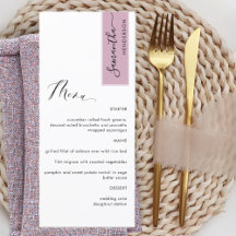 Mauve Personlig med Guest Namn Elegant Menu
