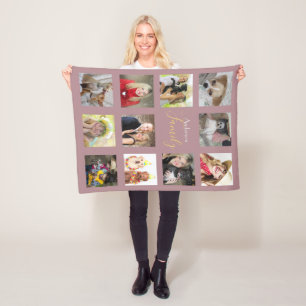 Mauve Photo Blanket Collage Instagram Fleecefilt