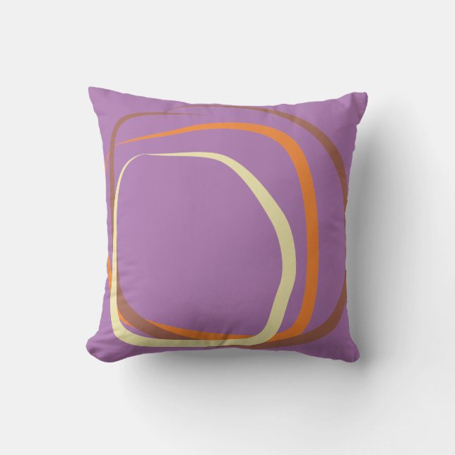 Mauve Pillow med dammig rosa, orange och vit Kudde (Framsida)