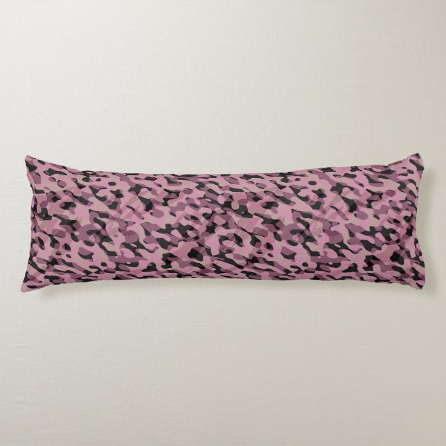 Mauve pink and Charcoal Camo abstract Kroppskudde (Framsidan)
