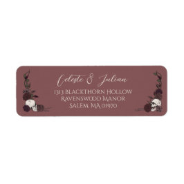 Mauve Pink Floral Skull Gothic Return Address Returadress Etikett
