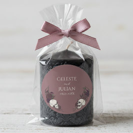 Mauve Pink Gothic Wedding Floral Skull Runt Klistermärke