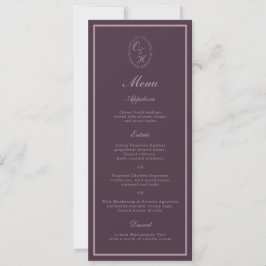 Mauve Plum Monogram Wedding Long Menu Inbjudningar