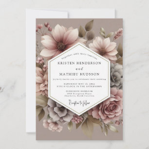Mauve Poetic Bloom Bröllop Inbjudningar