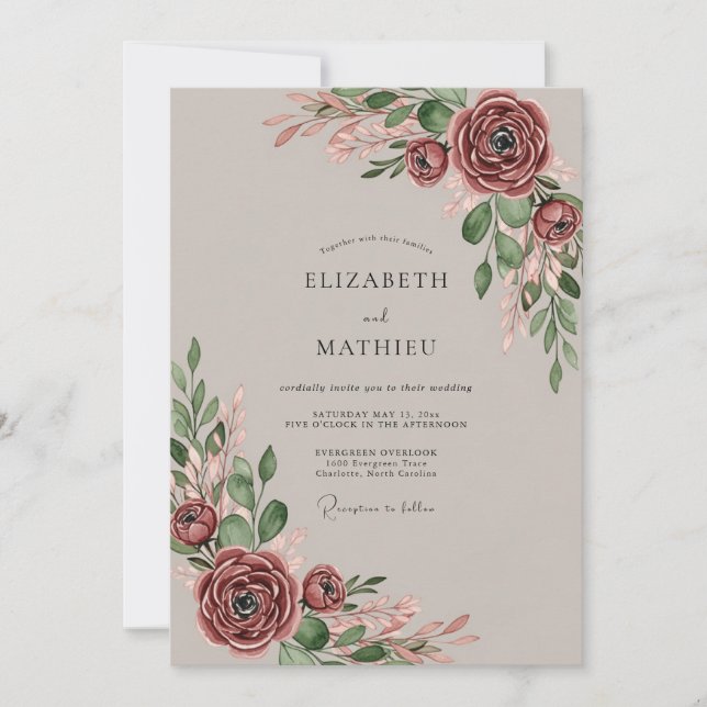 Mauve Poetic Romantic Wedding Inbjudningar (Framsida)