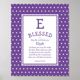Mauve Polka Dot Namn Blessing Nursery Poster