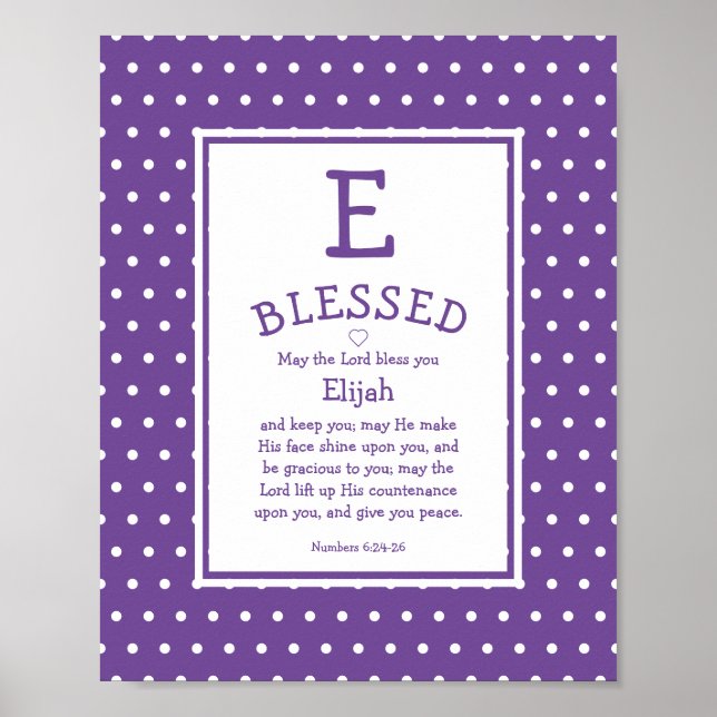 Mauve Polka Dot Namn Blessing Nursery Poster (Framsidan)