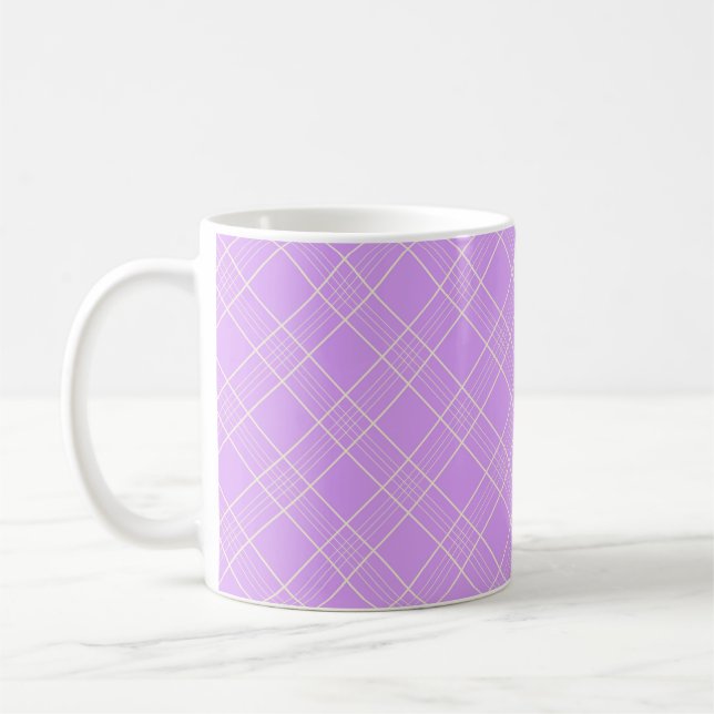 Mauve purpurfärgat plädmönster kaffemugg (Vänster)