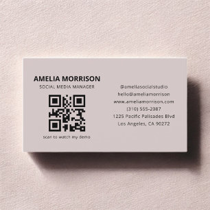 Mauve QR Code Minimalist Professionell Visitkort