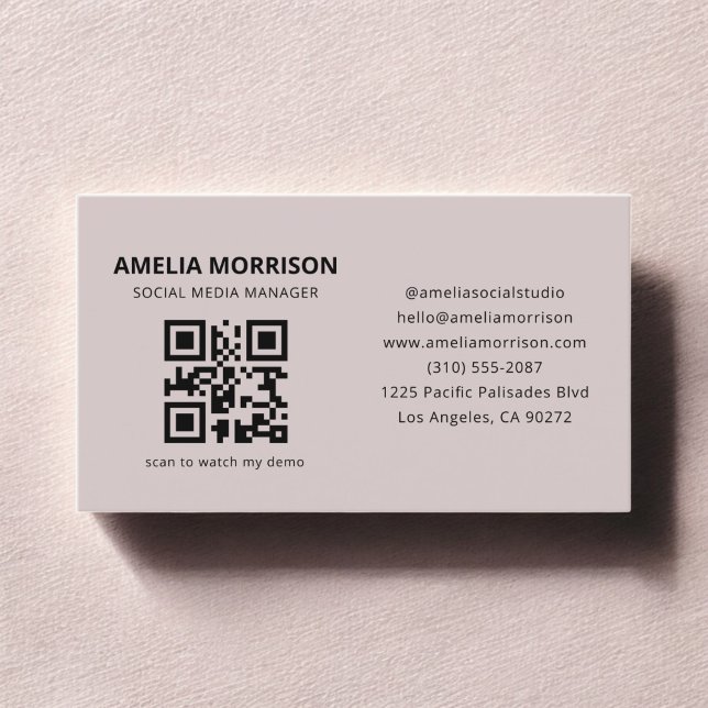 Mauve QR Code Minimalist Professionell Visitkort (Skapare uppladdad)