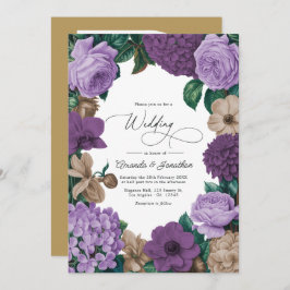 Mauve Quartz, Dusty Plum & Latte Beige Wedding Inbjudningar