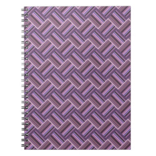 Mauve rand diagonalväv mönster anteckningsbok med spiral