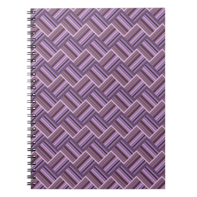 Mauve rand diagonalväv mönster anteckningsbok med spiral (Framsidan)