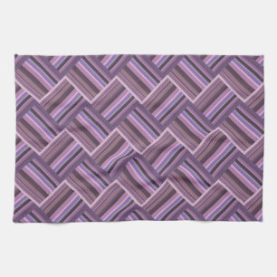 Mauve rand diagonalväv mönster kökshandduk