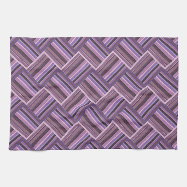 Mauve rand diagonalväv mönster kökshandduk (Horisontell)