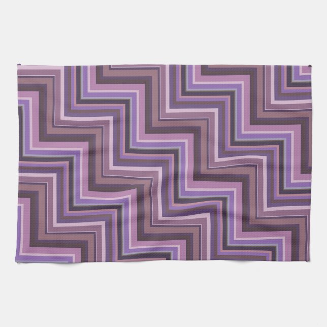 Mauve rand trappor mönster kökshandduk (Horisontell)