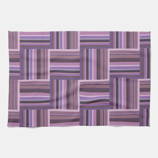 Mauve rand weave mönster kökshandduk (Horisontell)