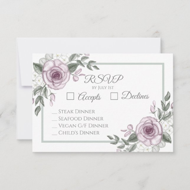 Mauve Ro Elegant Blommigt Bröllop OSA Kort (Framsida)