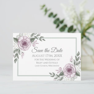 Mauve Ro Elegant Blommigt Bröllop spara datum OSA Kort