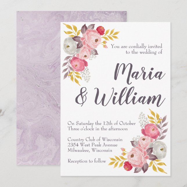 Mauve Ro Inbjudningar (Fram/baksida)