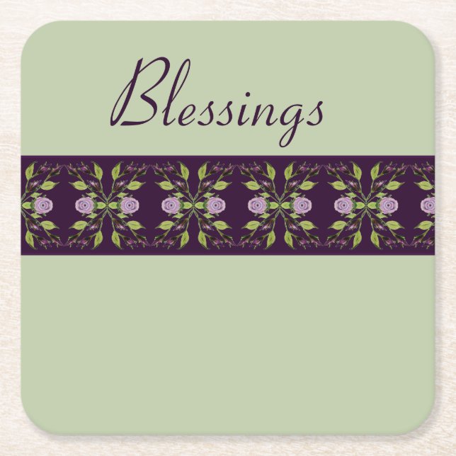 Mauve Ro med Lila Underlägg Papper Kvadrat (Framsidan)