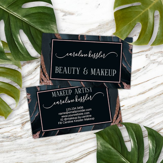 Mauve Ro Rosa Guld Sparkles Marble Art Mönster Visitkort (Skapare uppladdad)