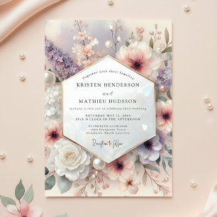 Mauve Romantiskt Bröllop Inbjudningar