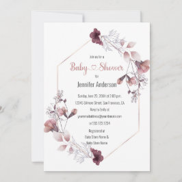 Mauve Rosa Blommigt Botanical Baby Shower Inbjudningar
