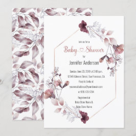 Mauve Rosa Blommigt Botanical Baby Shower Inbjudningar