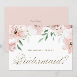 Mauve Rosa Blommigt WIll att du blir mitt Bridesma Inbjudningar