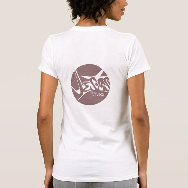 Mauve Rosa Circle Jesus Saves Graffiti T-Shirt (Baksida)