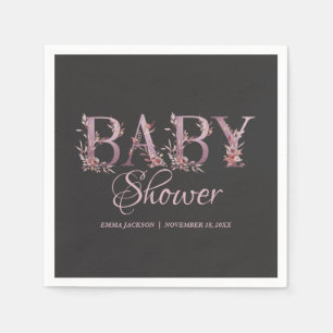 Mauve Rosa Elegant Blommigt Chic Girl Girl's Baby Pappersservett