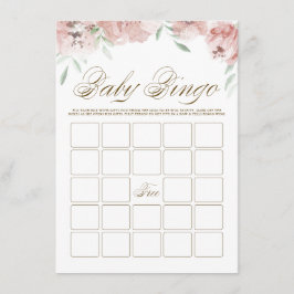 Mauve Rosa Flowers Baby Shower Bingo Card Tilläggskort