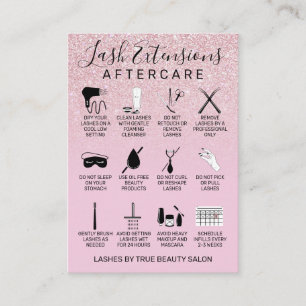 Mauve Rosa Glitter Lash Extensions AEftercare Icon Visitkort
