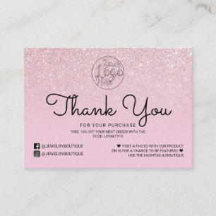 Mauve Rosa Glitter Ombre Customer Tack Visitkort