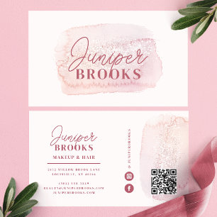 Mauve Rosa Glitter Social Media QR-kod Visitkort