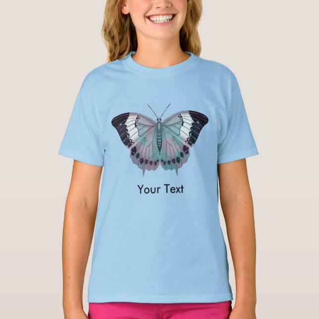 Mauve Rosa Lila och Turcouterflies T Shirt (Framsida)