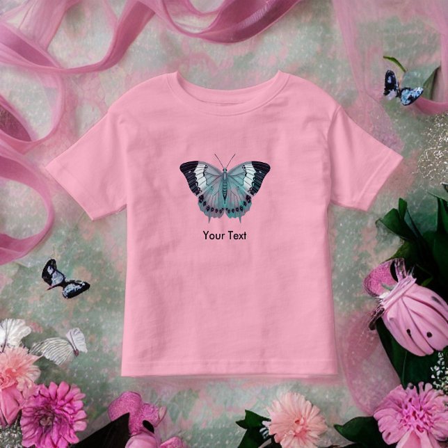 Mauve Rosa Lila och Turcouterflies T Shirt (Skapare uppladdad)