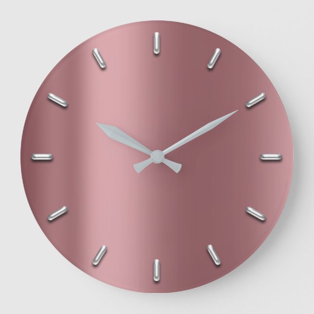 Mauve Rosa Metallic Minimal Silver Red Bean Stor Klocka (Framsida)