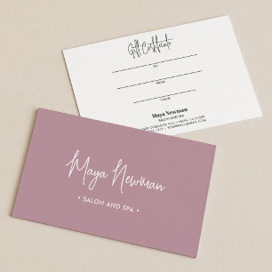 MAUVE ROSA MINIMAL NAMNTECKNING monogram gift-kort